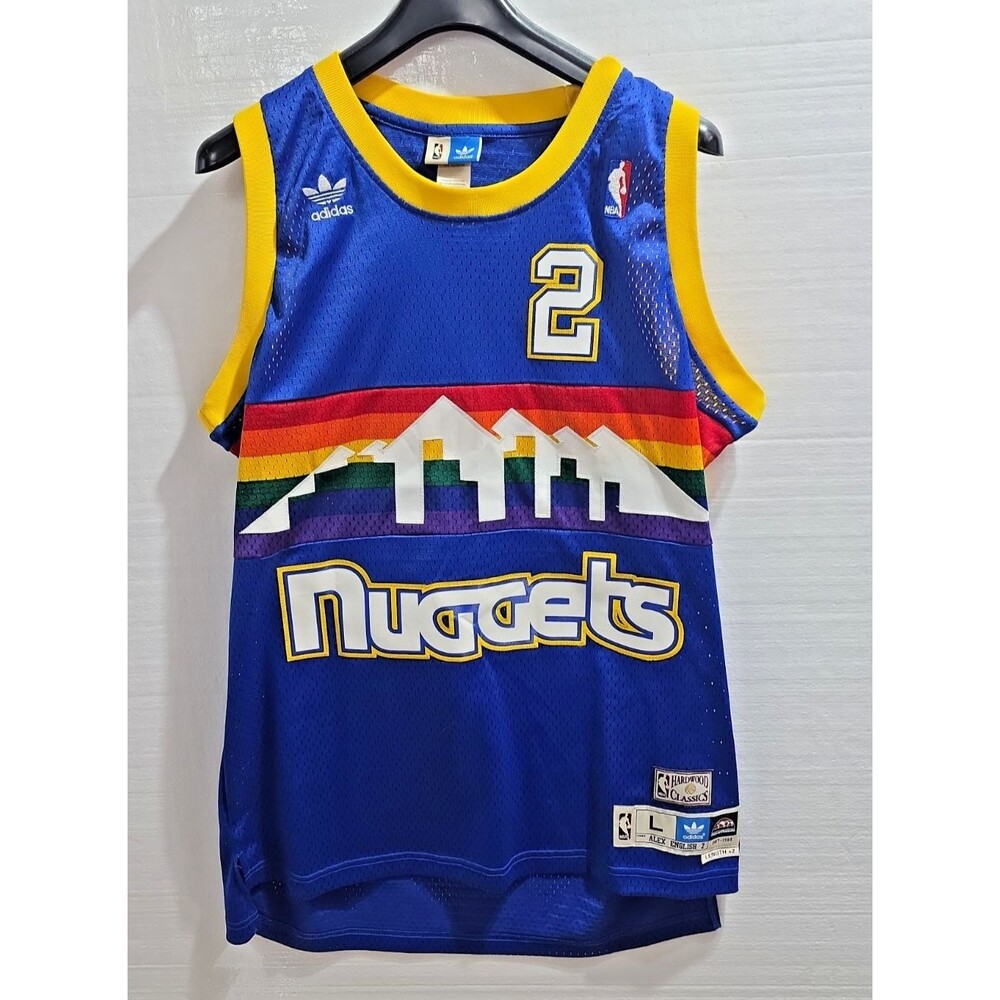 Alex English Denver Nuggets Rainbow Skyline 87-88 Adidas HWC Jersey Large  L+2